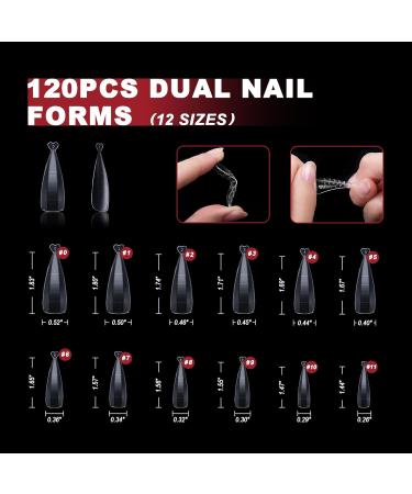 120 Stiletto Nail Forms Set - Dual Nail Forms for Polygel Extensions with Clips Brushes & Files | Perfect Gel Nail Shape Kit - Buy Online on GoSupps.com