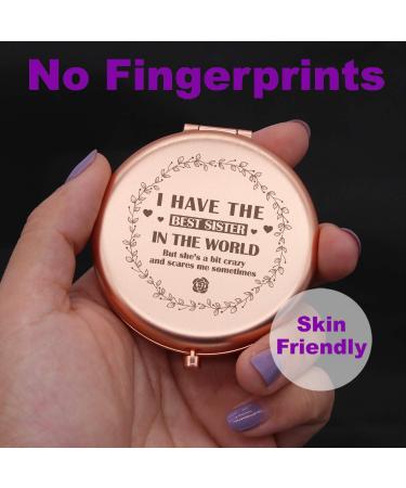 Muminglong Frosted Compact Mirror - Sister's Birthday & Christmas Gift Idea - Best Sister Engraved - Rose Gold - Buy Online on GoSupps.com