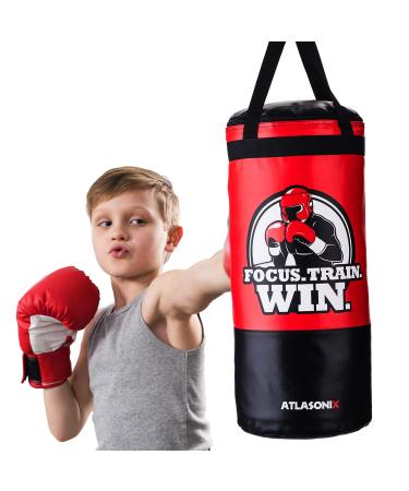 Hanging Kids Punching Bag for Ceiling / Wall 2 Ft, Unfilled | Professional Style Youth Punch Bag | Training in Martial Arts / Boxing / Karate for Boys or Girls Age 5 - 15 | Gloves Not Included