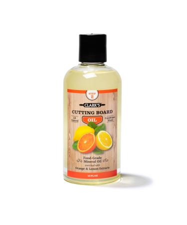 Cutting Board Oil (12oz) by CLARK'S | Enriched with Lemon & Orange Oils | Food Grade Mineral Oil |Butcher Block Oil & Conditioner