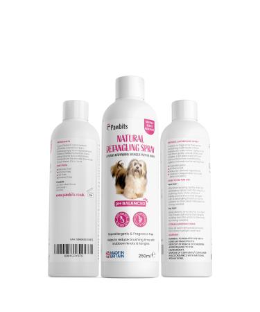 Dog Detangler Spray - Dog Hair/Fur Conditioner - Professional Grooming Formula for Dematting and Detangling - Leave in Conditioning Spray for Dogs Hypoallergenic RSPO (Fragrance Free - 250ml)