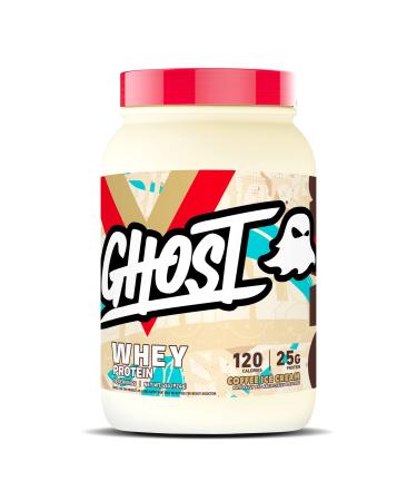 GHOST WHEY Protein Powder Coffee Ice Cream - 2lb 25g of Protein - Whey Protein Blend - Post Workout Fitness & Nutrition Shakes Smoothies Baking & Cooking - Soy & Gluten-Free
