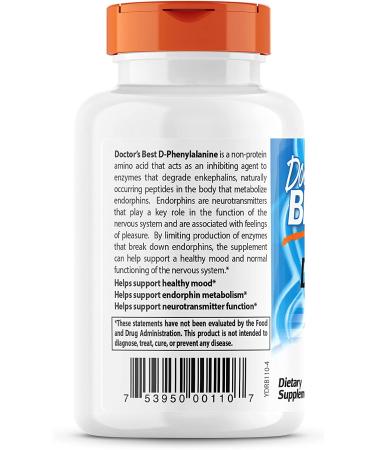 Buy Doctor's Best D-Phenylalanine 500 mg - 60 Veggie Caps for Mood Support - Buy Online on GoSupps.com