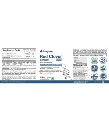 Trexgenics Red Clover 500mg - Vegan & Gluten Free Women's Health Support - 60 Vcaps - Buy Online on GoSupps.com
