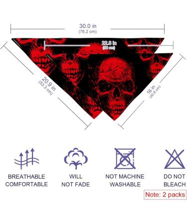 Dog Hooks with Red Skull Pattern | Triangular Cloth Bibs for Small Medium & Large Pets | 2-Piece Multi-Colored Set - Buy Online on GoSupps.com