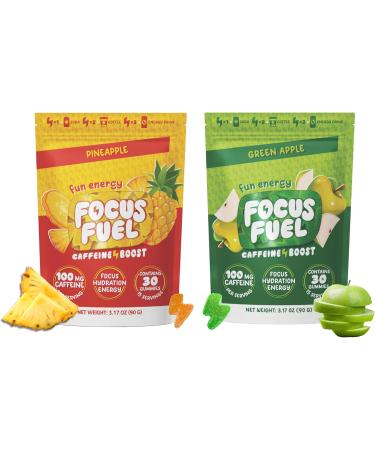 FocusFuel Energy Chews Variety Pack Green Apple & Pineapple (2-Pack 30 Servings Total) 100mg Natural Caffeine + Nootropics Tropical Tart Energy No Crash - Buy Online on GoSupps.com