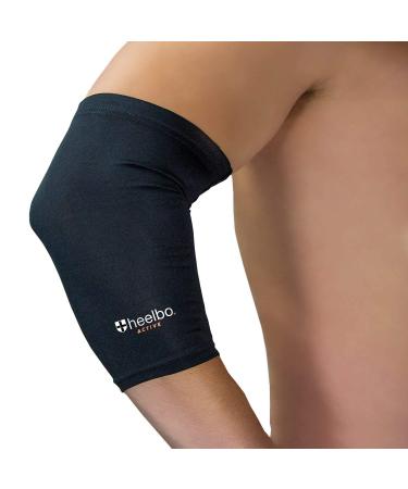Heelbo Elbow Sleeve and Elbow Compression Sleeve with Copper Infused Fibers and Breathable Fabric for Tendonitis, Golfers Weight Lifting, Tennis Elbow or Arthritis for Men and Women, Black, Medium Medium (Pack of 1) Elbow