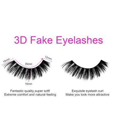 Uraqt 3D False Eyelashes - 5 Pairs of Natural Thick Fluffy Eyelashes for Stunning Eye Makeup - Curl & Length | Black (52) - Buy Online on GoSupps.com