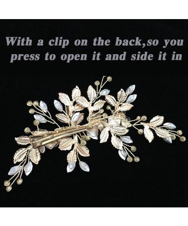 Wedding Hair Clip Rhinestone Hair Clip Hair Accessories for Women and Girls Handmade Bridal Headpiece Hair Pins Flower Crystal Barrette for Wedding Party Bridesmaid Hair Piece (Gold) - Buy Online on GoSupps.com