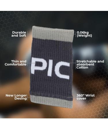 PICSIL Cotton Wrist Sweatbands - Absorbent & Stretchable Bands for Fitness & Tennis - Anti-Chafing - 1 Pair Grey - Buy Online on GoSupps.com