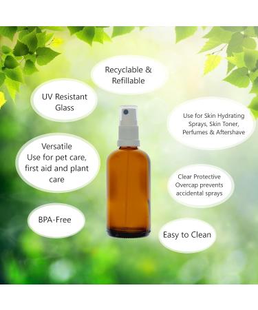 Buy 5 x 100ml Brown Glass Spray Bottles with Pump Atomizer & Protective Cap - Ideal for Essential Oils & DIY Projects | International Shipping Available - Buy Online on GoSupps.com