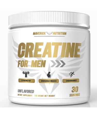 Maverick Nutrition Creatine Powder for Men - Creatine Powder - Creatine Supplement - Creatine for Men - Creatine - Creatine Monohydrate - 30 Servings - Unflavored (Mens Creatine)