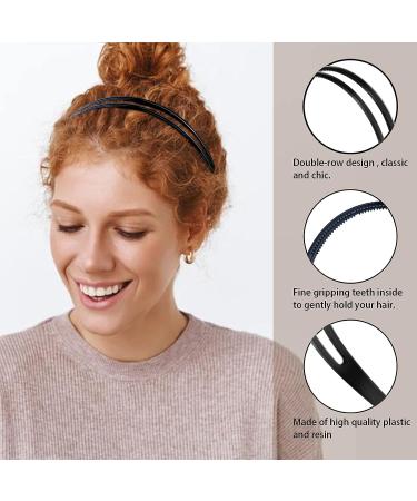 REDANHA Black Plastic Headband with Double Row Teeth Comb - Chic Non-Slip Hair Accessory for Women and Girls - Daily Dating Decorations - 2 Pieces - Buy Online on GoSupps.com