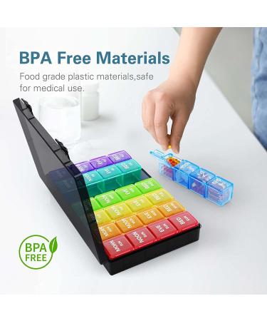 Large 4-Times-a-Day Weekly Pill Organizer with Dust-Proof Container - Rainbow - Buy Online on GoSupps.com
