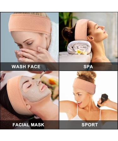 Whaline Spa Facial Headband 4 Packs - Adjustable Terry Cloth for Bath, Makeup & Sport (Living Coral) - Buy Online on GoSupps.com