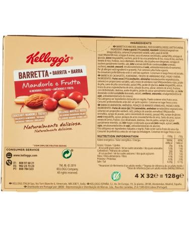Kellogg's Barretta Almond and Fruit Set of 3 Almond and Fruit Bars (4 x 32 g) 128 g with 29% nuts - Buy Online on GoSupps.com