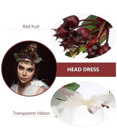 Lurrose Red Floral Crown Headband - Artificial Berry Wreath for Weddings Festivals & Parties - Buy Online on GoSupps.com