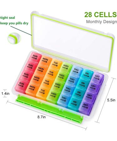Sukuos 28 Day Monthly Pill Organizer - Large Moisture-Resistant Case for Pills/Vitamins/Supplements - Buy Online on GoSupps.com