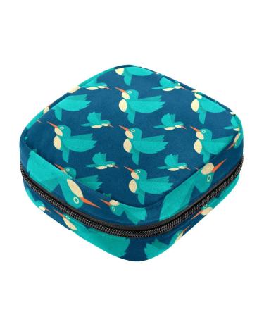 Menstrual Bag with Zipper Ladies Napkin Bag Tampons Collection Bag for Women and Girls (Hummingbird Pattern)