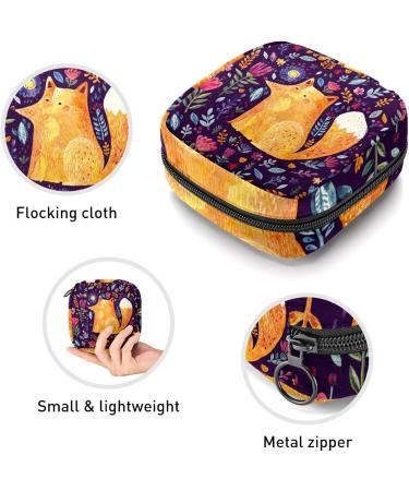 Watercolor Fox Sanitary Napkin Storage Bag - Portable Menstrual Cup Pouch for Women - Multi-colored Design - 1Pc - Buy Online on GoSupps.com