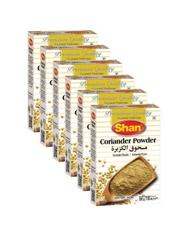 Shan Coriander Powder 7.05 oz (200g) - No Preservative and Artificial Food Colour - Authentic and Pure Spices - Halal and Suitable for Vegetarians - Airtight Aluminum Pouch - (pack of 6) Coriander Powder (200g) Pack of 6