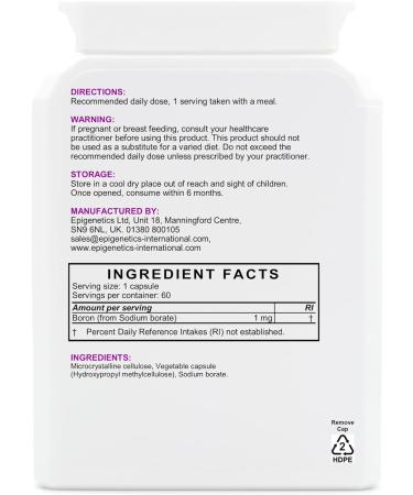 Boron 1mg | 1000mcg | Boron Supplement (Sodium Borate) | 60 Vegan Friendly Capsules UK Made | 1 Capsule Daily (2 Month Supply) - Buy Online on GoSupps.com