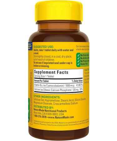 Nature Made Vitamin B12 1000 mcg Time Release Tablets 75 Count - Pack of 75 Tablets - Buy Online on GoSupps.com