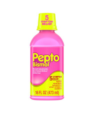 Pepto Bismol Liquid for Nausea Heartburn Indigestion Upset Stomach and Diarrhea Relief Original Flavor 16 oz
