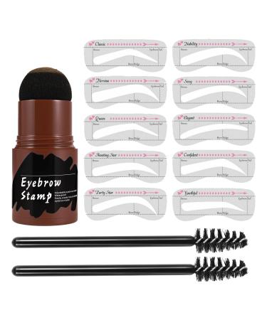 Eye Brows Stencil & Stamp Kit - Eyebrow Stencils For Older Women | 10PCS Brow Card with Brow Powder & 2pcs Brushes | Perfect Eye Brow Stencil Kits for Important Occasion Home Outdoor Beginners Gray
