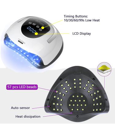 220W UV LED Nail Lamp for Gel Polish - Professional Fast Dryer for Fingernail & Toenail - 57 Lamp Beads - Auto Sensor - Buy Online on GoSupps.com