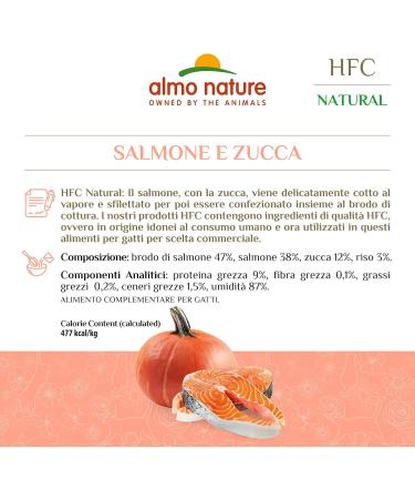 Almo Nature HFC Natural Wet Cat Food - Salmon & Pumpkin (24 x 55g) | Premium Grain-Free Cat Diet - Buy Online on GoSupps.com