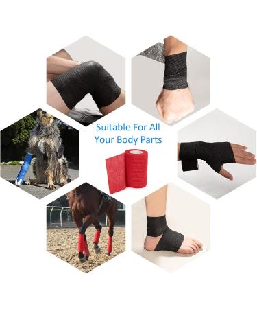 Buy Legal Self-Adhesive Bandage 7.5cm x 4.5m - 6 Rolls for First Aid Dog Veterinary Wrap & Sports Use | Red Elastic Cohesive Bandage - Buy Online on GoSupps.com