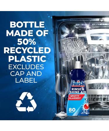 Finish Rinse & Shine Aid Dishwasher Liquid - Gets Rid Of Spotty Glasses & Bad Odours - 160 Washes Per Bottle - 2x800ml - Buy Online on GoSupps.com