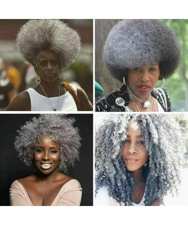 Smoky Gray Short Afro Wig for Black Women - Unisex Large Bouncy Kinky Curly Synthetic Wig - Buy Online on GoSupps.com