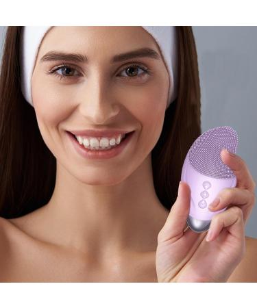 Cleansing Facial Brush | Soft Silicone Electric Exfoliator Rechargeable Waterproof Vibrating Simple Skin Care Tools for Deep Cleansing Exfoliation & Enhances Absorption Purple (English) - Buy Online on GoSupps.com