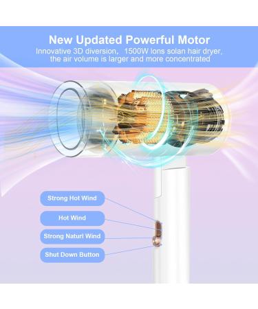 Flintronic 1500W Travel Hair Dryer - Professional Lightweight & Foldable | 3 Heat Settings & 2 Speeds for Quick Drying - Buy Online on GoSupps.com