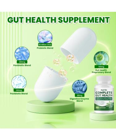 SEPT YAN Gut Health Supplement with Prebiotics, Postbiotics & Probiotics for Digestive Health for Women & Men, 80 Billion CFU Probiotics for Gut and Digestion, Immune Support, 90 Capsules - Buy Online on GoSupps.com