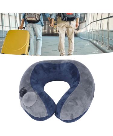 Cyllde Self-Bladable Travel Cushion | U-Shaped Neck Support | Dark Blue & Gray | Portable & Comfortable for Sleeping | International Shipping - Buy Online on GoSupps.com
