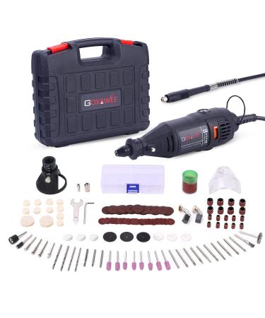 Rotary Tool Kit GOXAWEE 130W Multi-Functional Mini Grinder Set with 140 Accessories (Keyless Chuck & Flex Shaft) Varible Speed Multi Tool for Craft Projects & DIY Creations