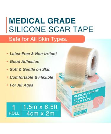 Silicone Scar Sheets 1.5 x 78 Roll - Reusable Medical Scar Tape for C-Section Keloid Stretch Marks & Surgical Scar Removal - Buy Online on GoSupps.com