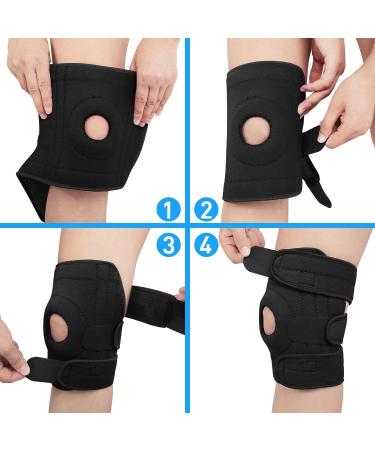 AVIDDA Open-Patella Knee Support Brace for Joint Pain Relief - Adjustable with 3 Straps - Size XS-M (12.5-18.5) - Black - Buy Online on GoSupps.com