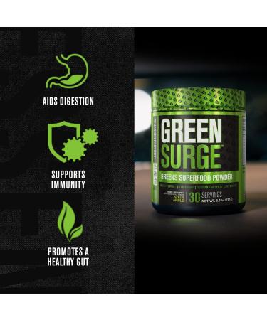 Green Surge Superfood Powder - Organic Greens Blend with Spirulina, Barley Grass & Probiotics - Keto Friendly - Sour Apple Flavor - 30 Servings - Buy Online on GoSupps.com