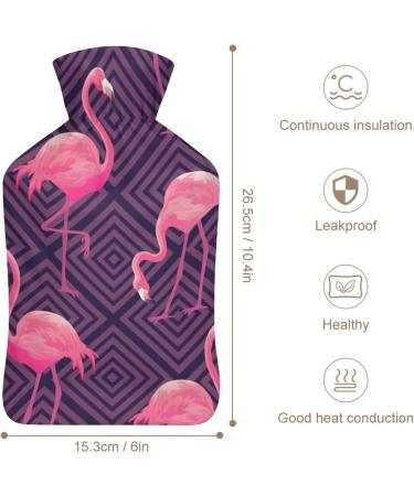 Hot Water Bottle with Lid - Pink Flamingo Rubber Hot Water Bag for Pain Relief Cramps Foot Warmer & Therapy - Buy Online on GoSupps.com