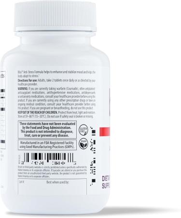 Bliss Herbal Stress Support Adaptogenic Tablets with Ashwagandha Rhodiola & L-Theanine Promotes Calm Mood Balance & Mental Clarity Vegan & Gluten-Free 60 Tablets - Buy Online on GoSupps.com