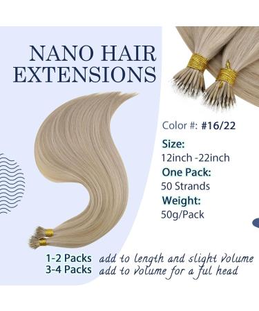 RUNATURE Blonde Highlight Nano Ring Hair Extensions - 18 Inch Human Hair 50g - Buy Online on GoSupps.com