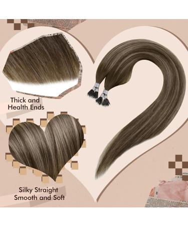 Ombre Nano Tips Hair Extensions 20 Inch Balayage Nano Ring Hair Extensions Real Human Hair Nano Human Hair Extensions Dark Brown to Blonde Natural Straight 50s/50g - Buy Online on GoSupps.com