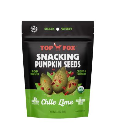 Top Fox Snacks - Organic Pop-Roasted Pumpkin Seeds | Healthy Protein Snacks - Gluten Free - Keto and Vegan Friendly (Chile Lime 3.5 oz - 2 Pack) Chile Lime 1.17 Ounce (Pack of 6)