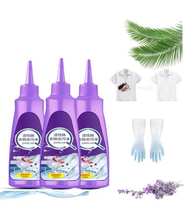 Active Enzyme Laundry Stain Remover Clothes Oil Stain Remover Stubborn Stains Cleaner 120ml Active Enzymatic Laundry Cleaning White Stain Remover for Fabric Underarm Stains (Purple-3)