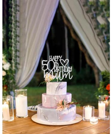 Happy 50th birthday mum Cake Topper - 50th Birthday Cake Decoration Mother's Day Party Cake Topper Sliver Glitter 50 Cake Topper Hb 50th Mum-sliver - Buy Online on GoSupps.com