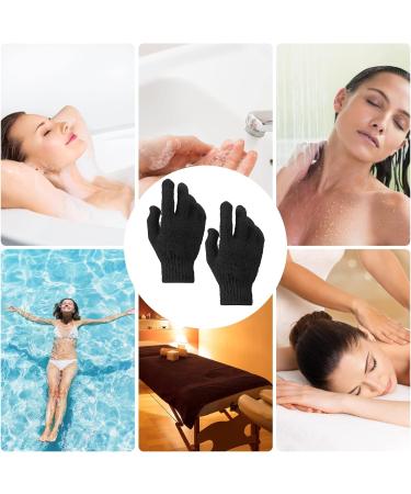 Sibba Bath Gloves - Natural Loofah Exfoliating Wash Gloves for Body and Face - Dead Skin Remover - Double Sided Microfibre - Black - Buy Online on GoSupps.com